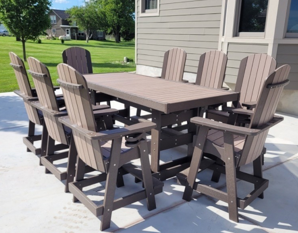 8ft table with bar-height chairs